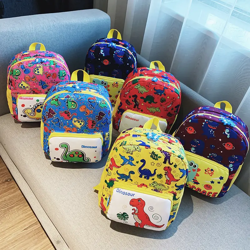 Cartoon Student Schoolbag Dinosaur Nylon Print Children's