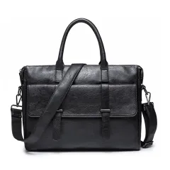 Men's bag shoulder slung portable postman casual British official retro trend travel men's Korean version of the computer bag - Black - View 1