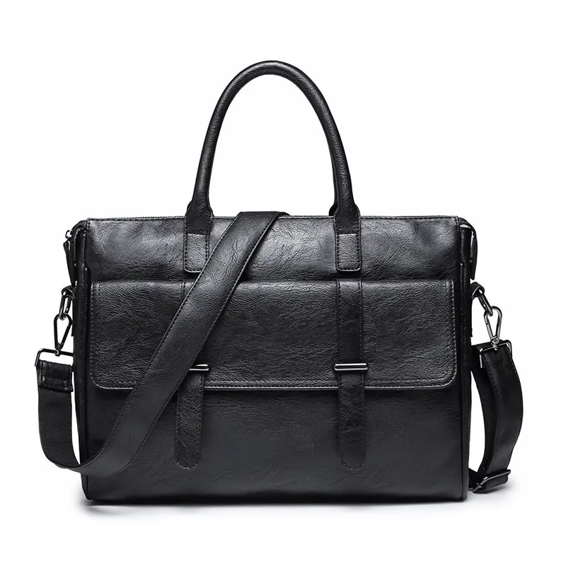 Men's bag shoulder slung portable postman casual British official retro trend travel men's Korean version of the computer bag - Black