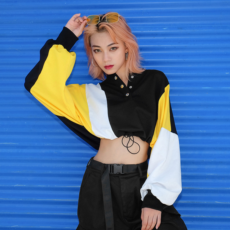 Net red blogger with the same paragraph women's color matching loose close-up long-sleeved thin sweater coat