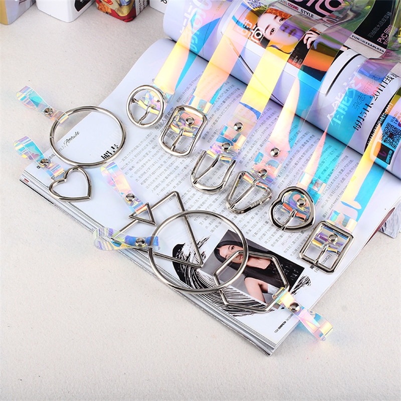 Laser plastic color transparent belt ladies fashion Korean simple belt student wild decorative jeans belt