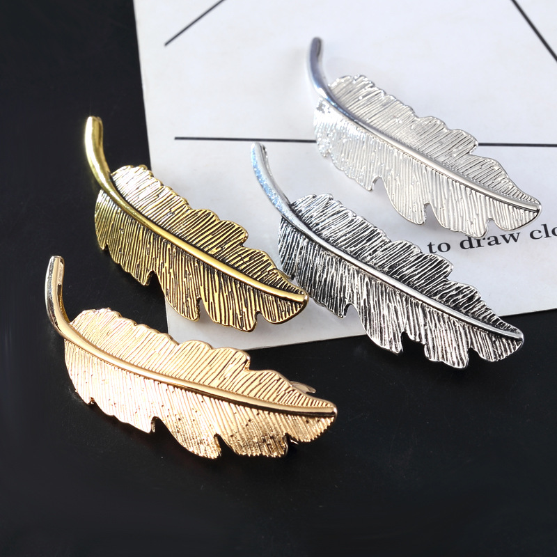 Europe and the United States big leaves feather hairpin fashion lady personality design leaf feather hairpin