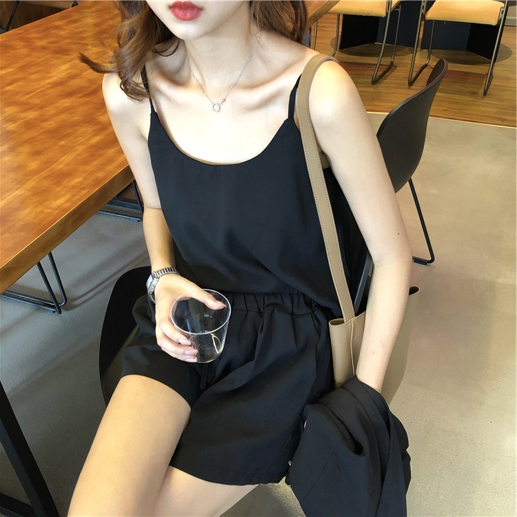 Small suspender suit jacket shorts net red three-piece suit