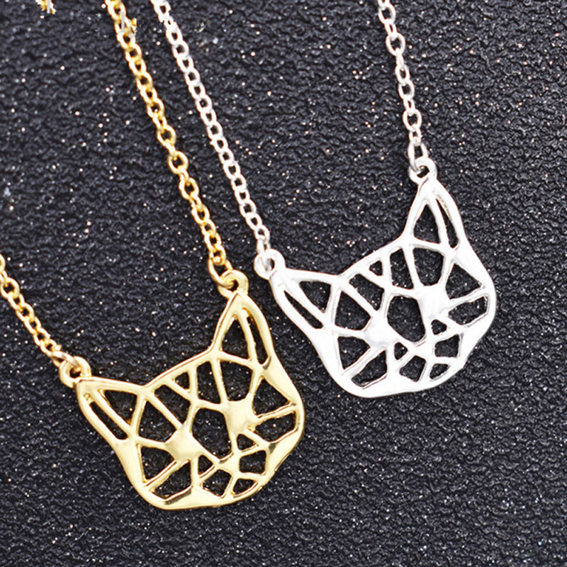Hollow cat head necklace female pendant personality necklace
