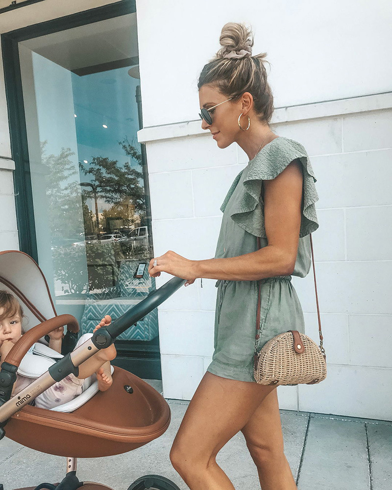 Ruffled pocket lace-up women's jumpsuit