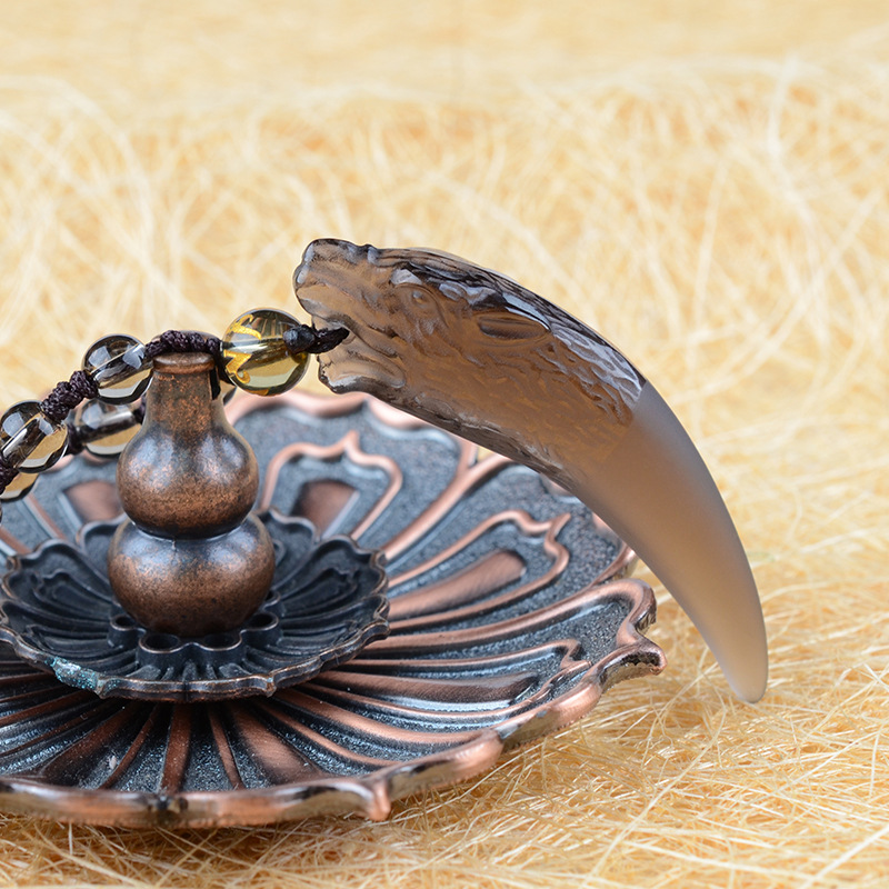 Natural ice black obsidian spike necklace