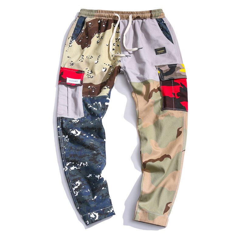 Autumn new day large size loose camouflage tooling men's elastic waist casual trousers