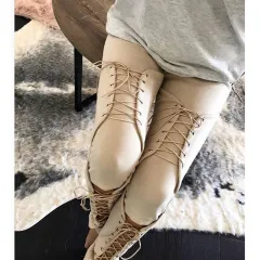 Cutout slim skinny pants and pencil pants - Khaki - View 1