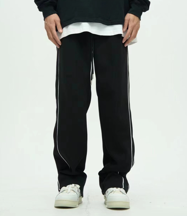 Striped Men's And Women's Loose Straight Floor-length Hip-hop Sweatpants