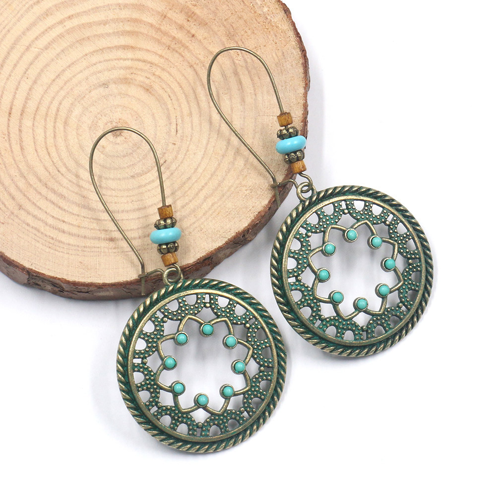 Hanqi Jewelry Retro Fashion  Style Creative Ladies Accessories Set Rice Beads Flower Alloy Earrings Earrings