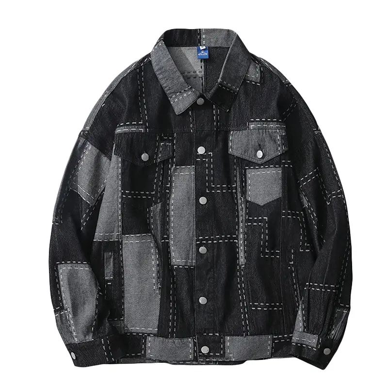 Japanese Retro Contrast Color Stitching Men's Denim Jacket