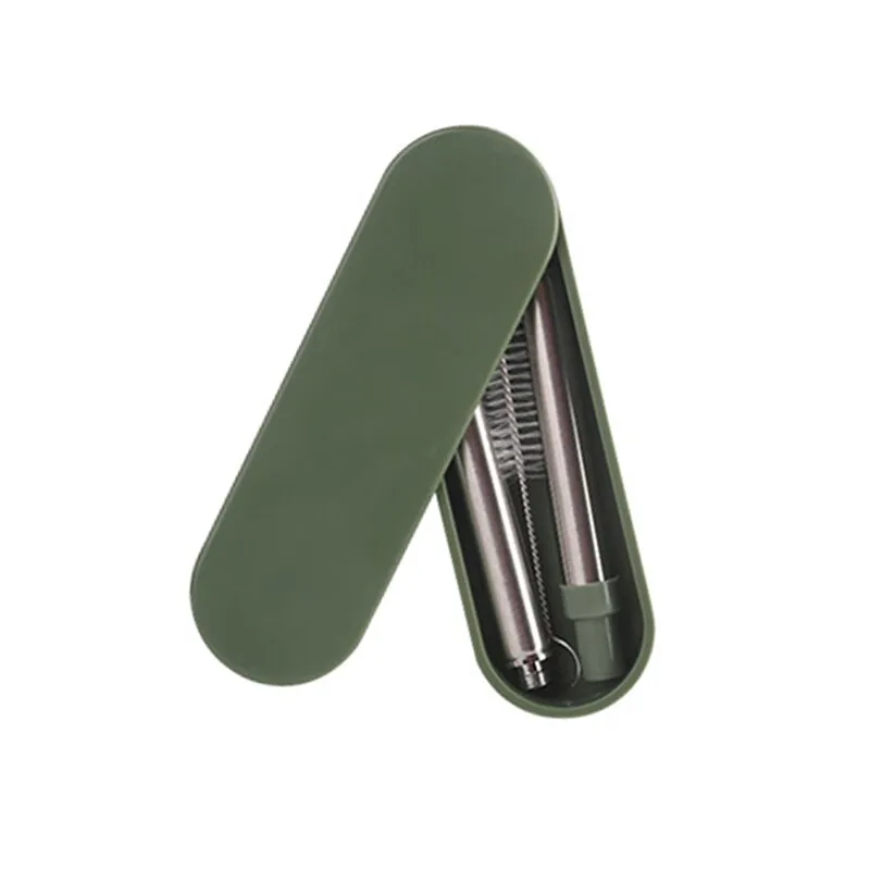 Stainless steel folding straw - Armygreen