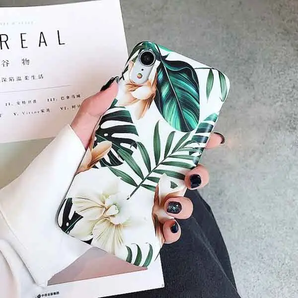 Compatible with AppleLOVECOM Flowers Banana Leaf Art Phone Case