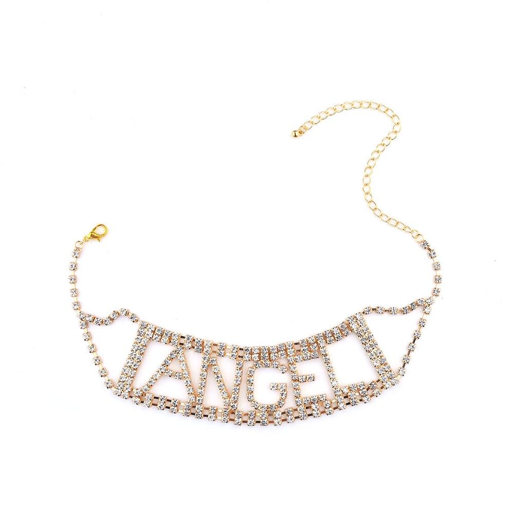 Hollow letter full diamond necklace ANGEL