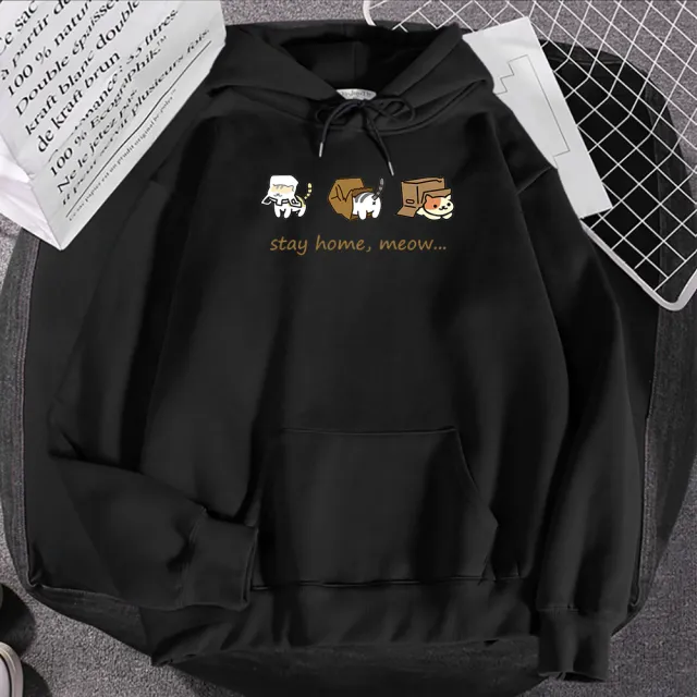 New Printed Fleece Hooded Pullover Sweatshirt 2 Style - Shop at LoveMi