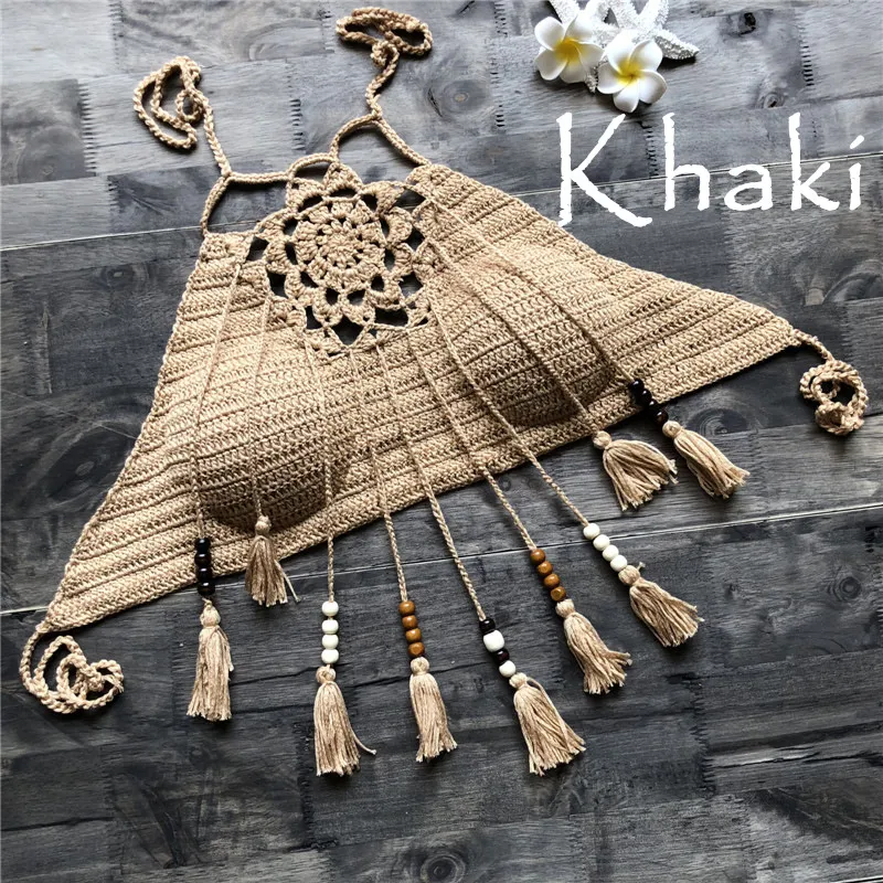 Tassel bohemian swimsuit - Khaki