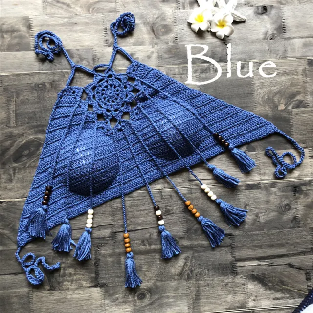 Tassel bohemian swimsuit Blue - Shop at LoveMi