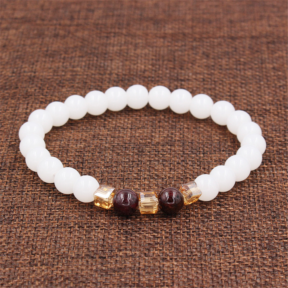 Garnet white jade bracelet