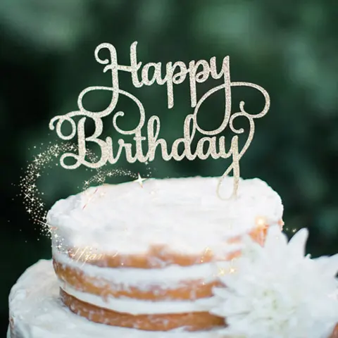 English Happy Birthday Cake Flag Insert