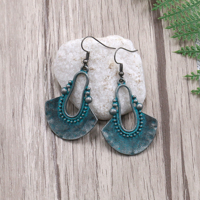 Hollow fan-shaped alloy earrings
