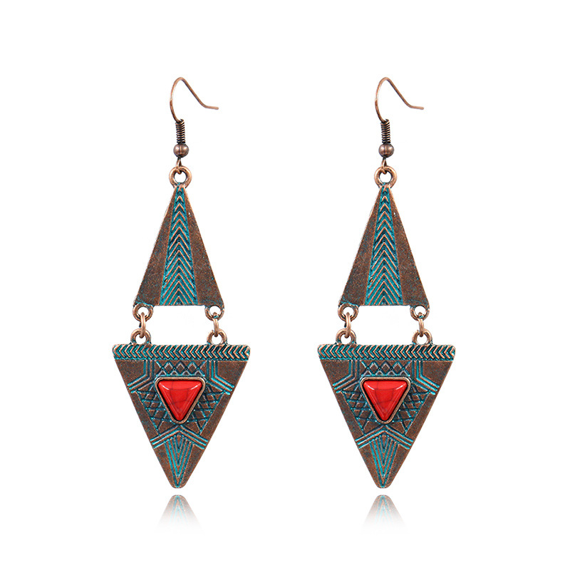 Double-layered triangular turquoise earrings