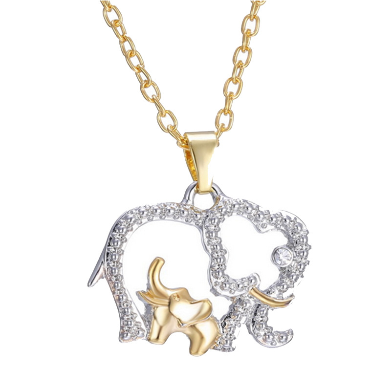 Cute two-color elephant necklace