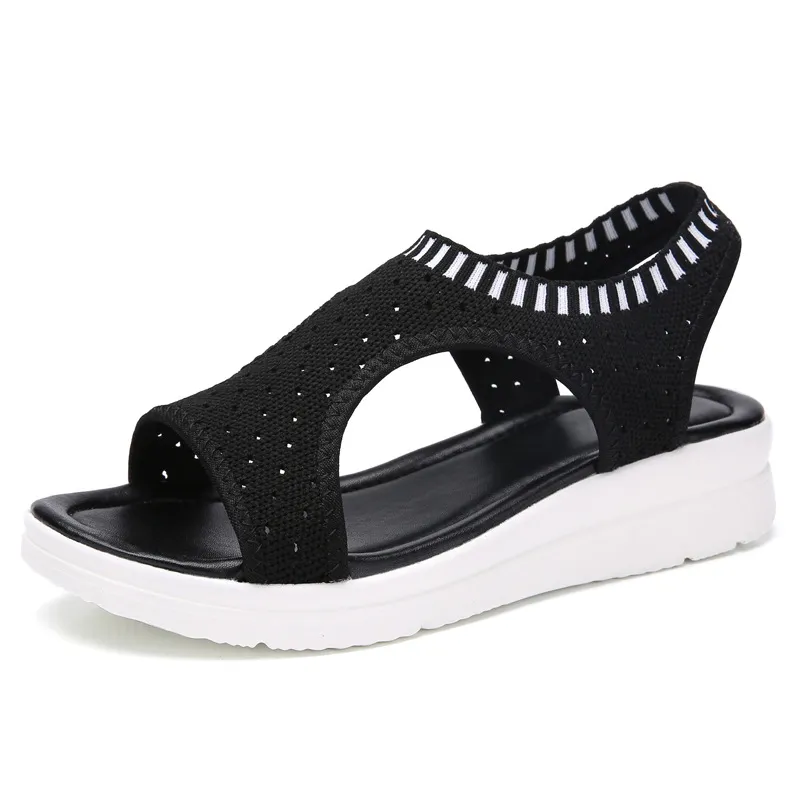 Sporty casual flat sandals - Black