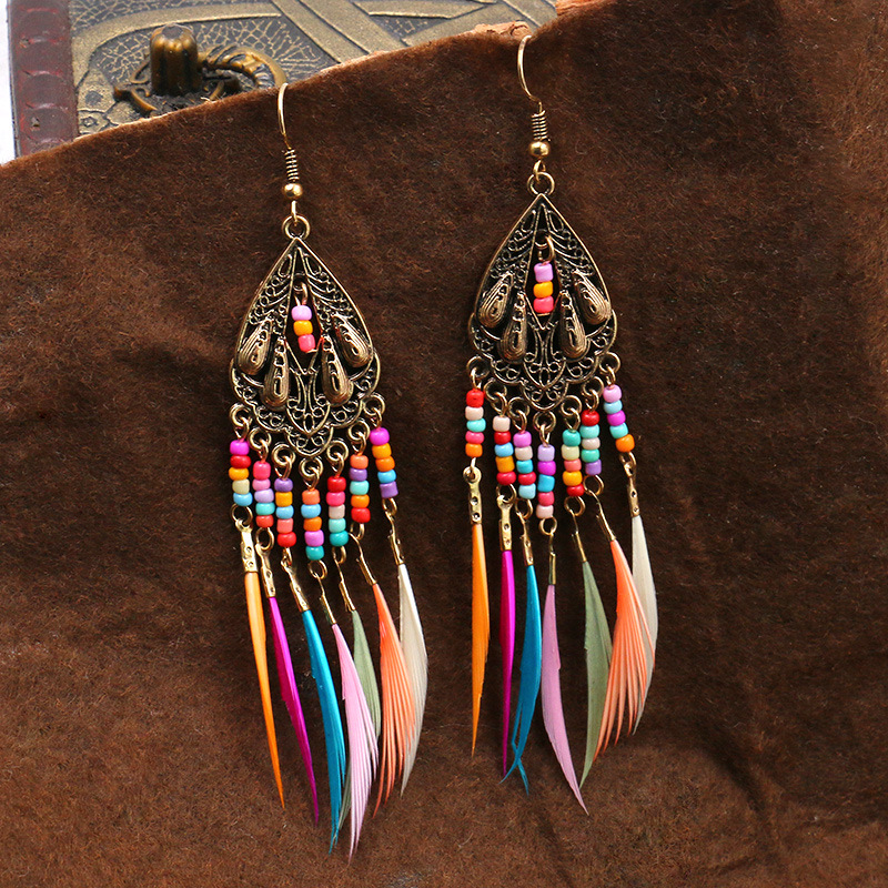 Feather tassel earrings