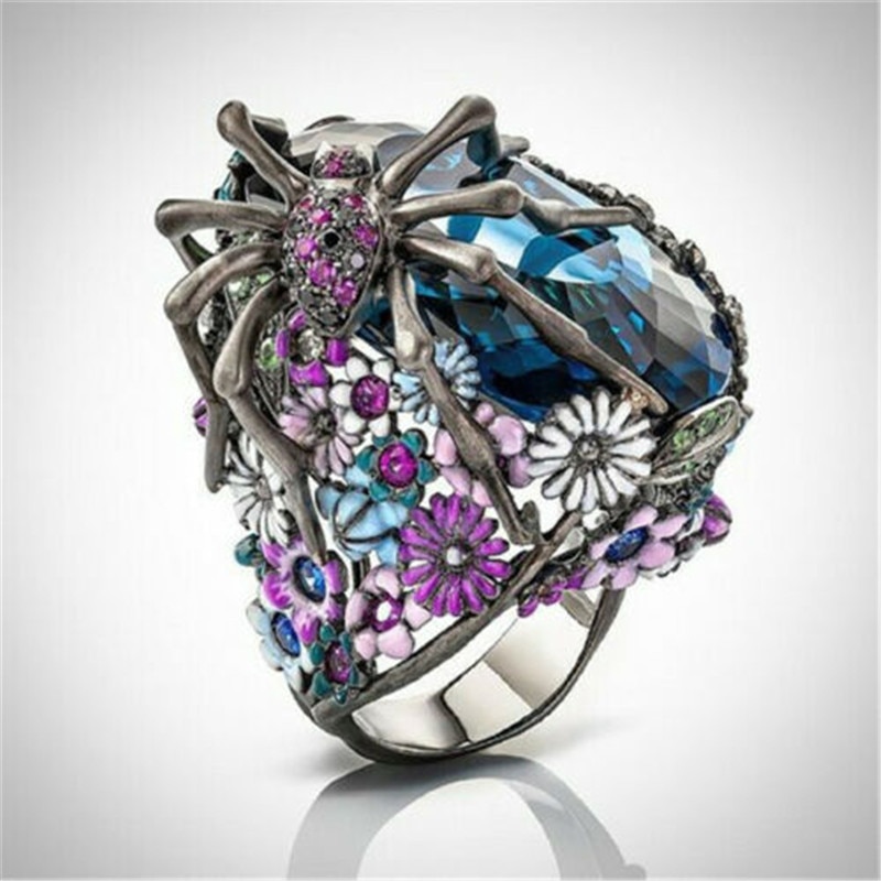 Spider shape drip flower ring