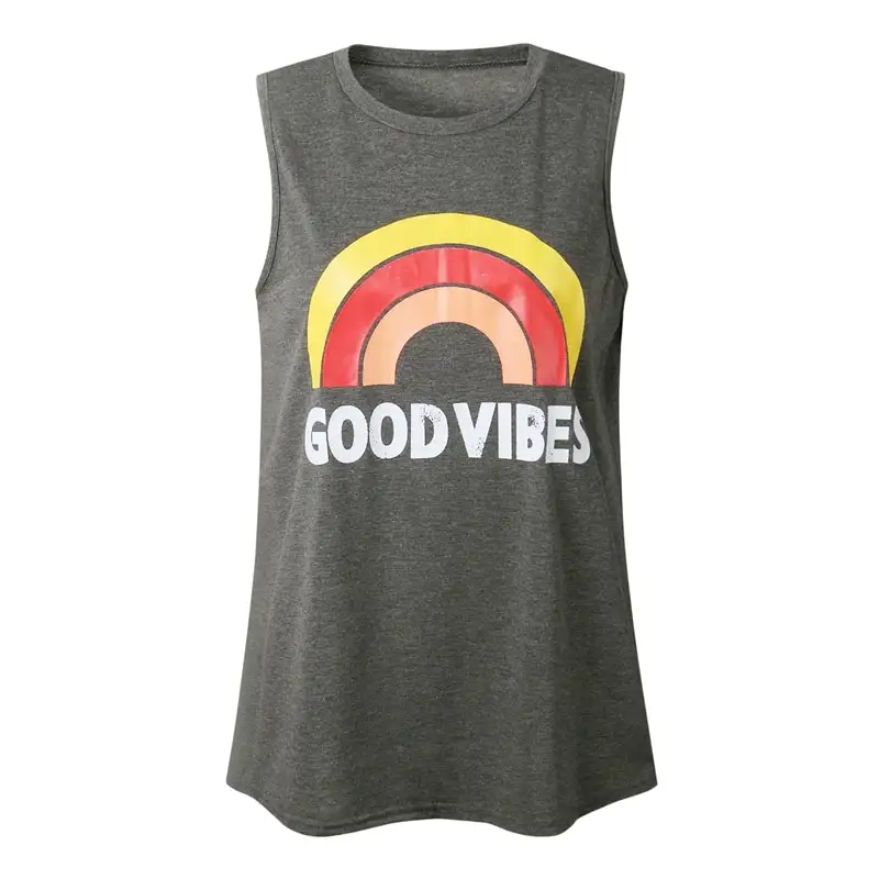 Rainbow Printed Letter GOOD Women's T-Shirt
