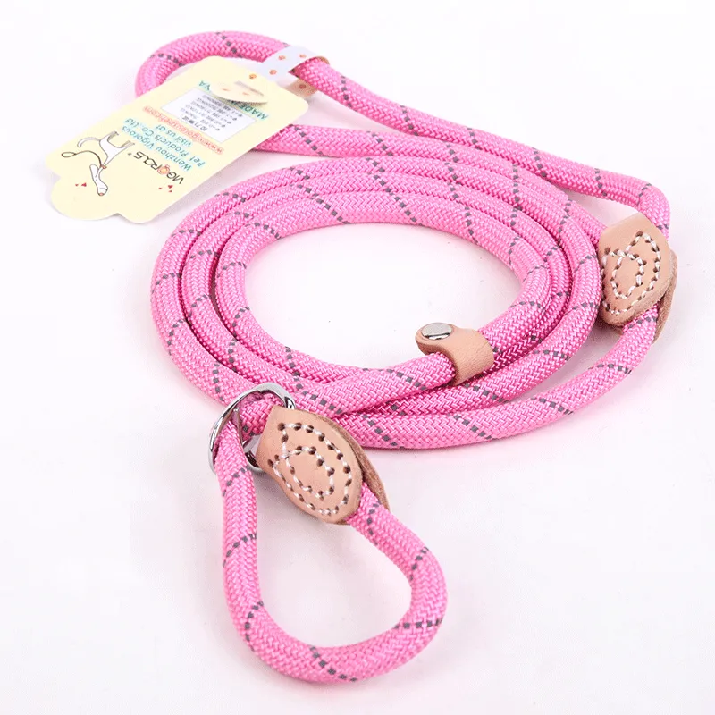 Reflective silk hyena leash - Pink