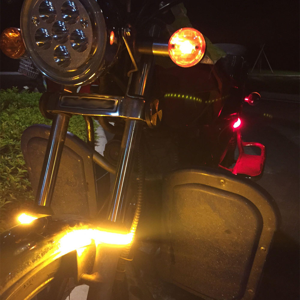 Two-color motorcycle modified turn signal front shock absorber LED ring turn signal modified LED turn light ring — foto 3