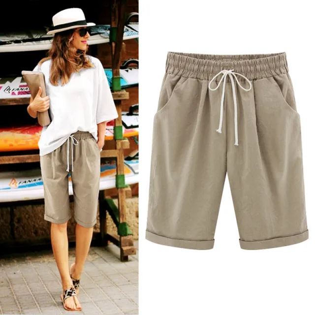 Summer casual pants, women's five pants, thin section, wearing a pair of pants, large size Khaki - Shop at LoveMi