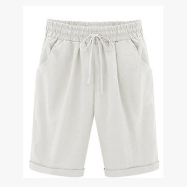 Summer casual pants, women's five pants, thin section, wearing a pair of pants, large size White - Shop at LoveMi