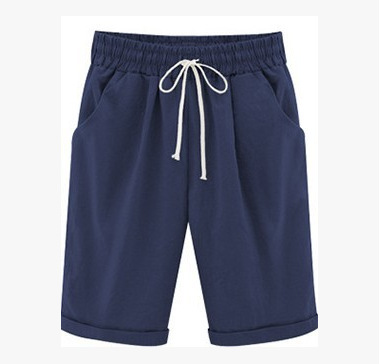 Summer casual pants, women's five pants, thin section, wearing a pair of pants, large size Dark Blue - Shop at LoveMi