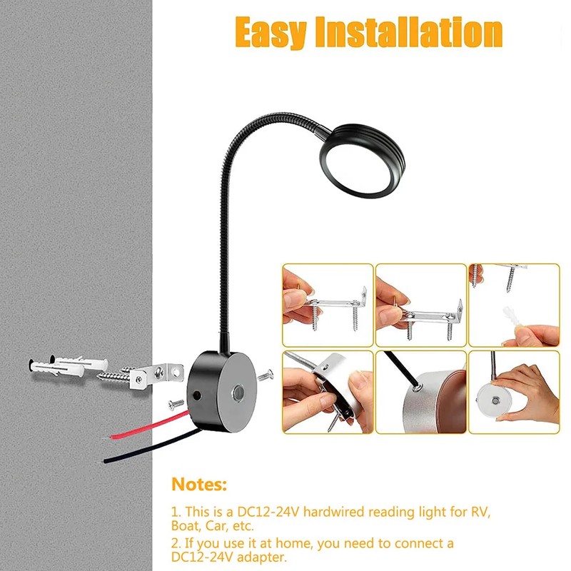 12V LED Touch Dimmable USB Spot Reading Light Motorhome Campervan Caravan Boat — image 9