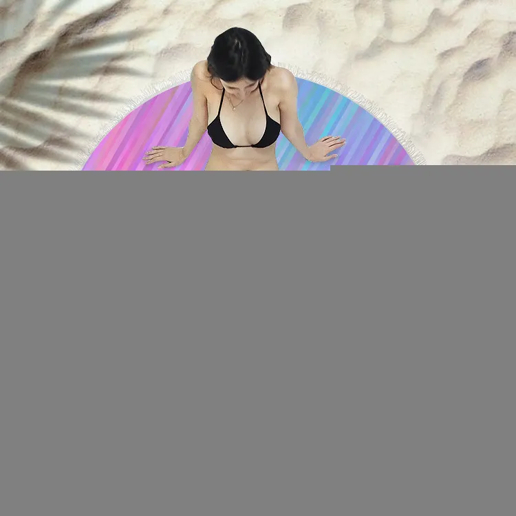 Fringed beach towel round bath towel beach towel - X384-150X150 Cm