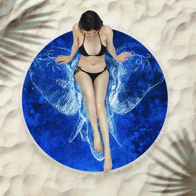 Fringed beach towel round bath towel beach towel - X202-1150X150 Cm
