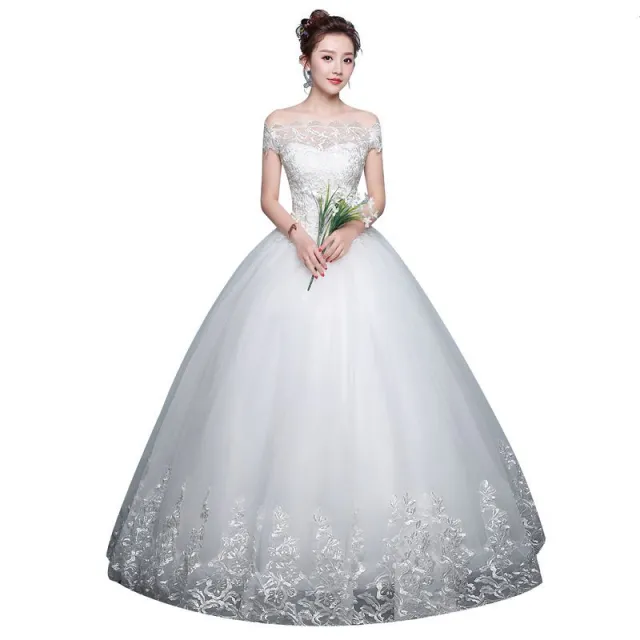 Qidi wedding dress shoulder wedding dress White - Shop at LoveMi