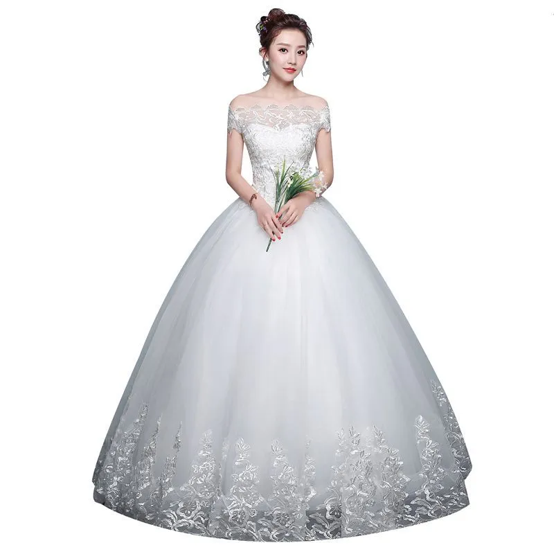 Qidi wedding dress shoulder wedding dress - White