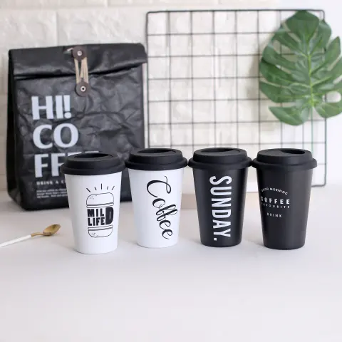 ROKEN Stainless Steel Cups with Lids & Straws 350ML