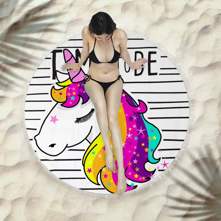 Fringed beach towel round bath towel beach towel - X079-150X150 Cm