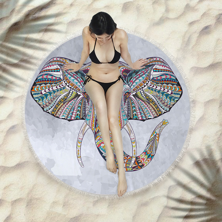 Fringed beach towel round bath towel beach towel - Image 39