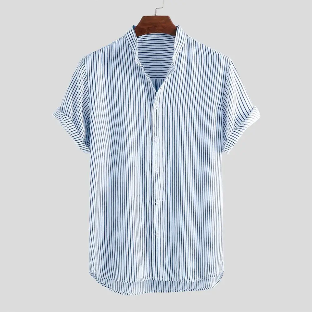Short-sleeved Shirt Men's Stand-up Collar Slim Top