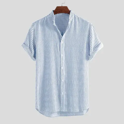 Short-sleeved Shirt Men's Stand-up Collar Slim Top