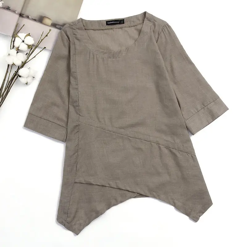 Cotton and linen sleeve t-shirt