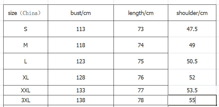 Men's geometric print shirt size chart