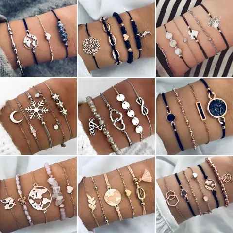 Bohemian Bracelets & Bangles Set Vintage Bead Boho Charm