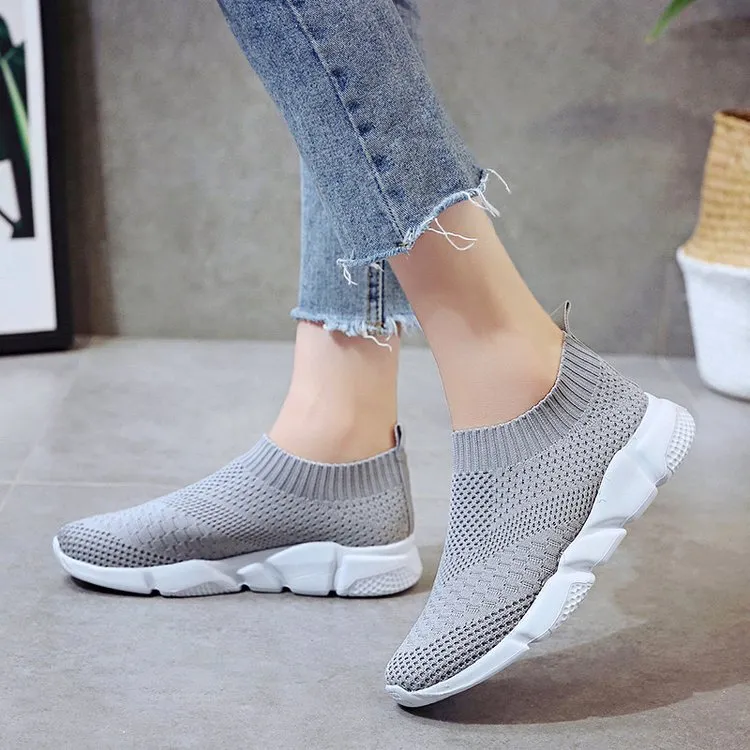 Large size flying woven mesh shoes - Gray