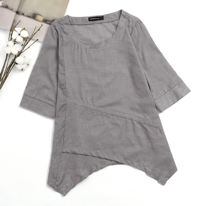 Cotton and linen sleeve t-shirt